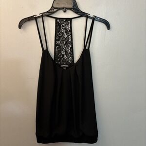 Express Black Cami V-Neck‎ Lace Back Spaghetti Straps Whimsigoth Dark Fairy Sz M